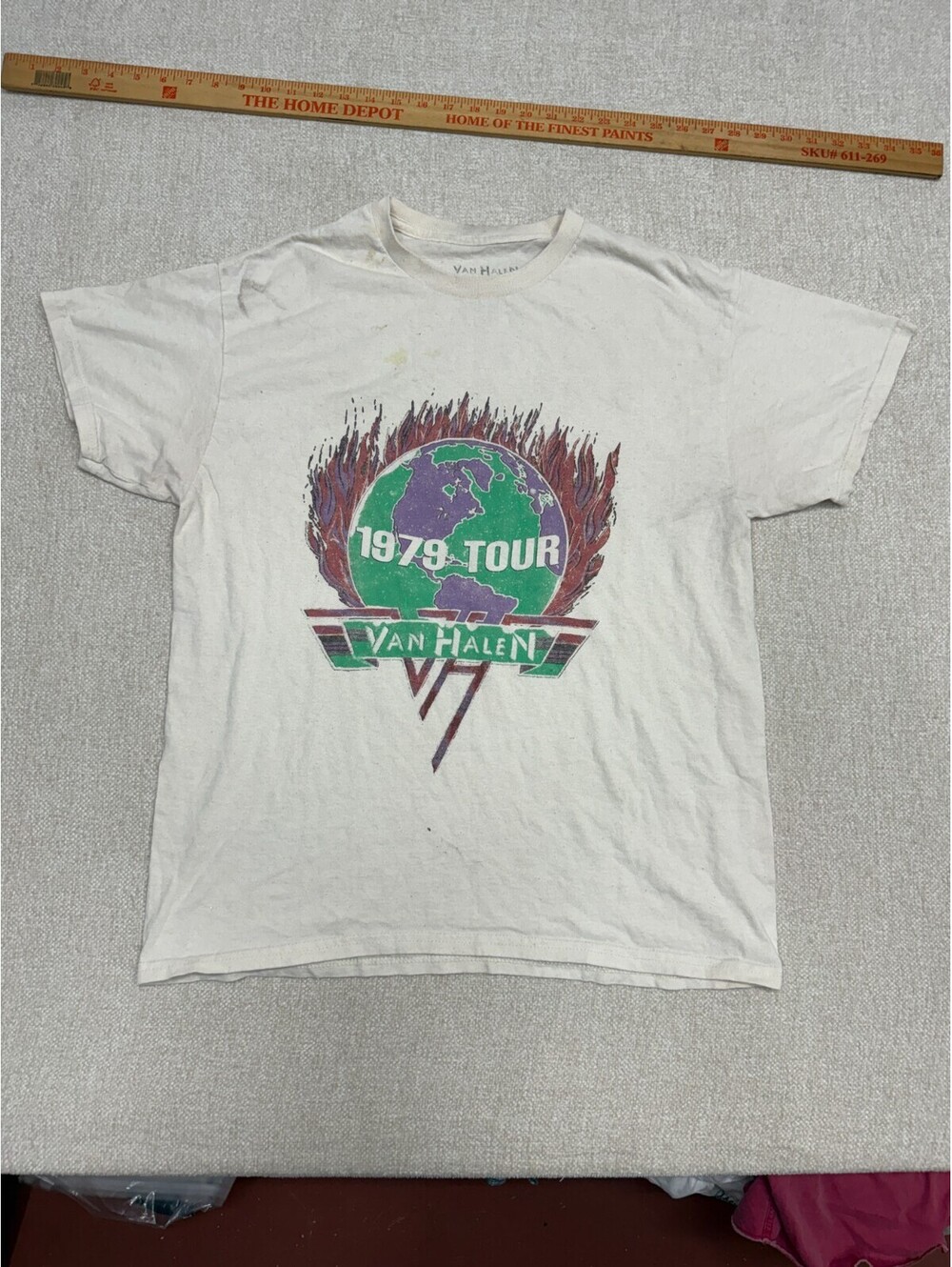 Vintage Van Halen World Tour 1979 Concert T-Shirt Mens Large White Retro Rock